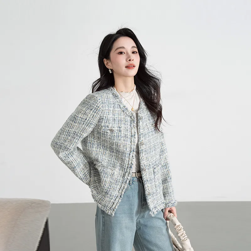 Shavani Chanel Inspired Coats Women's Blue-1