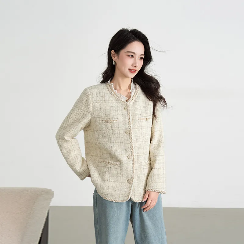 Shavani Chanel Inspired Coats Women's Ecru-4