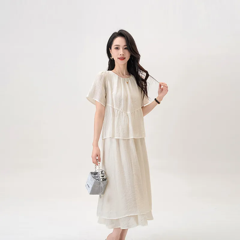 Shavani Short Sleeved Dress Women's Cream-5