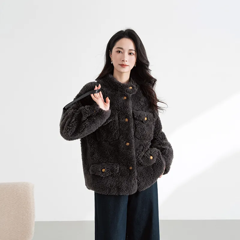 Shavani Cropped Coats Women's Dark Gray-2