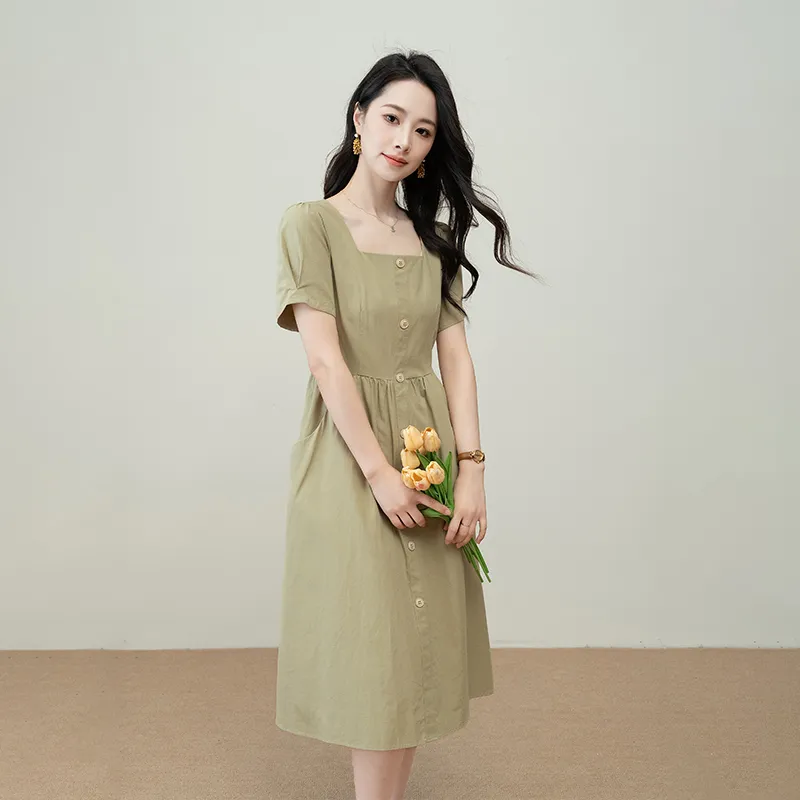 Shavani Short-Sleeved Dresses Women's Tea Green-4