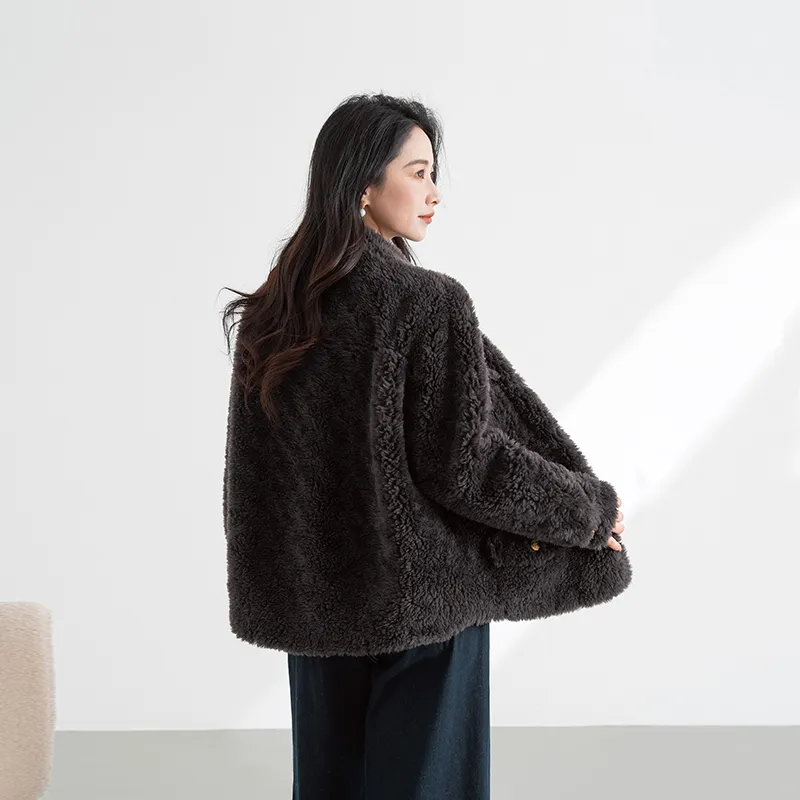 Shavani Cropped Coats Women's Dark Gray-1