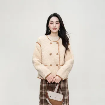 Shavani Cropped Coats Women's Apricot