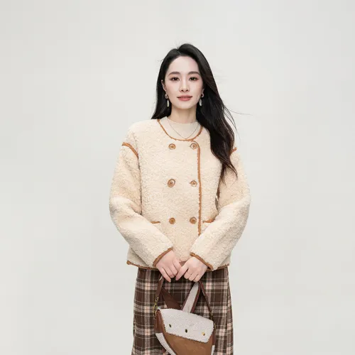 Shavani Cropped Coats Women's Apricot