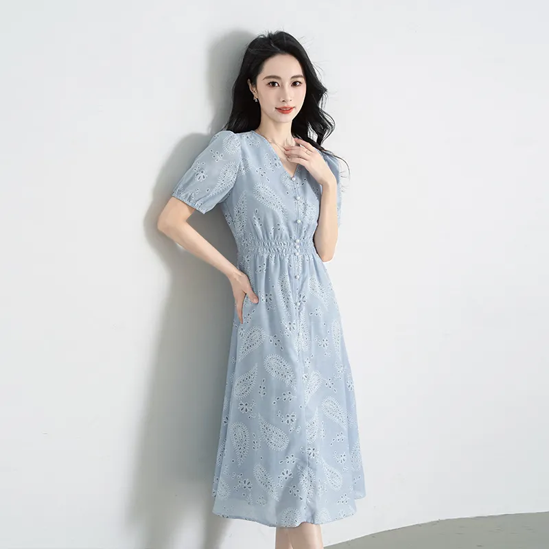 Shavani Short Sleeved Dress Women's Blue-3