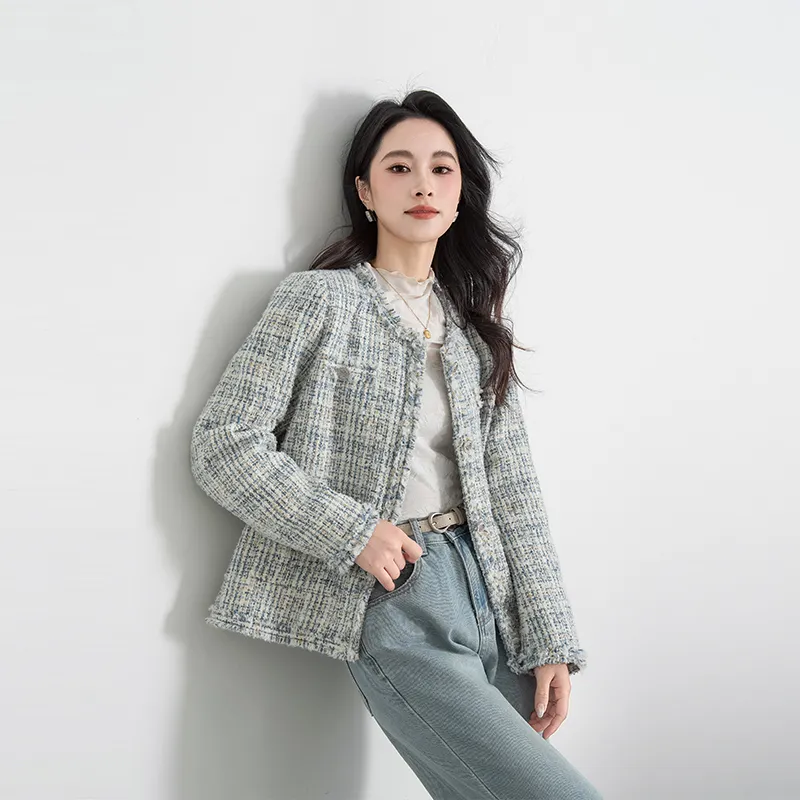 Shavani Chanel Inspired Coats Women's Blue-2