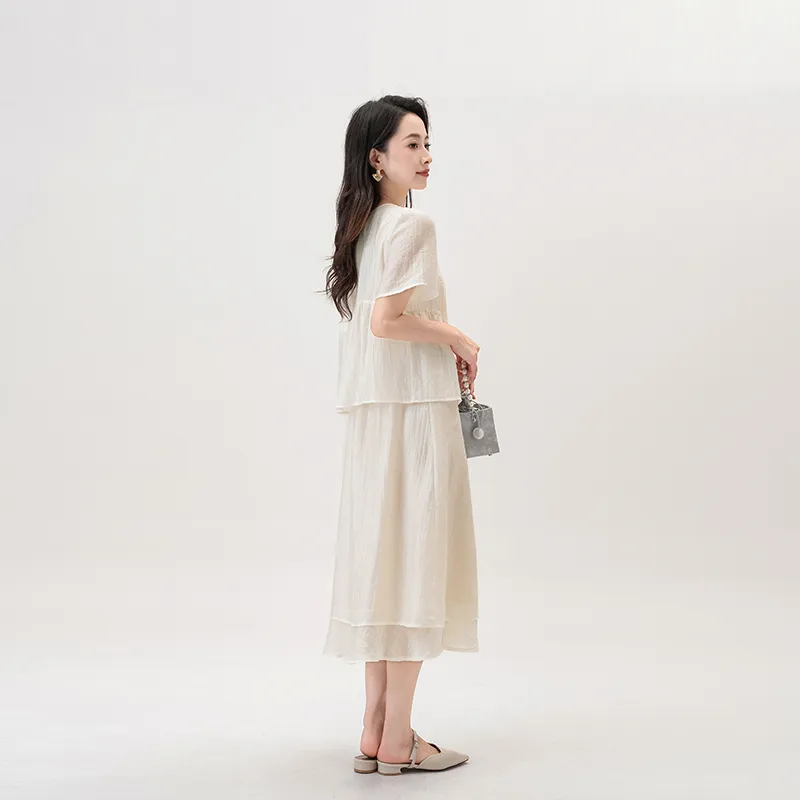 Shavani Short Sleeved Dress Women's Cream-3