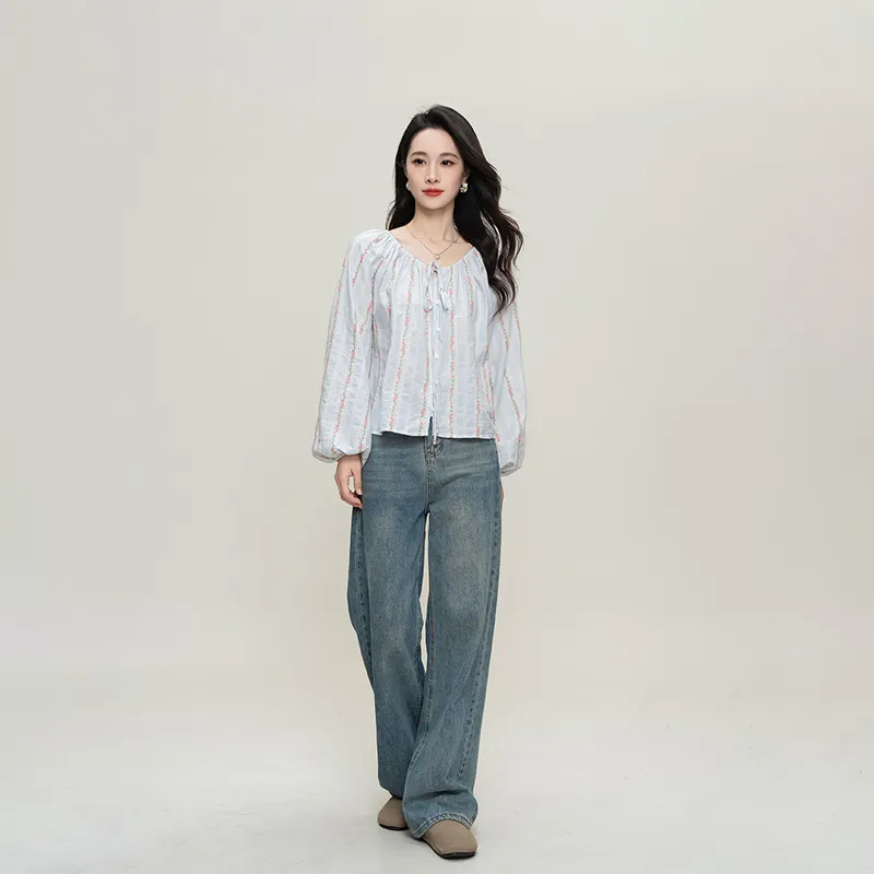 Shavani Shirt Women's Light Blue Floral-5