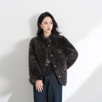 Shavani Cropped Coats Women's Dark Gray