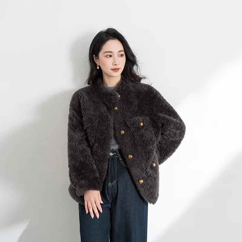 Shavani Cropped Coats Women's Dark Gray-0