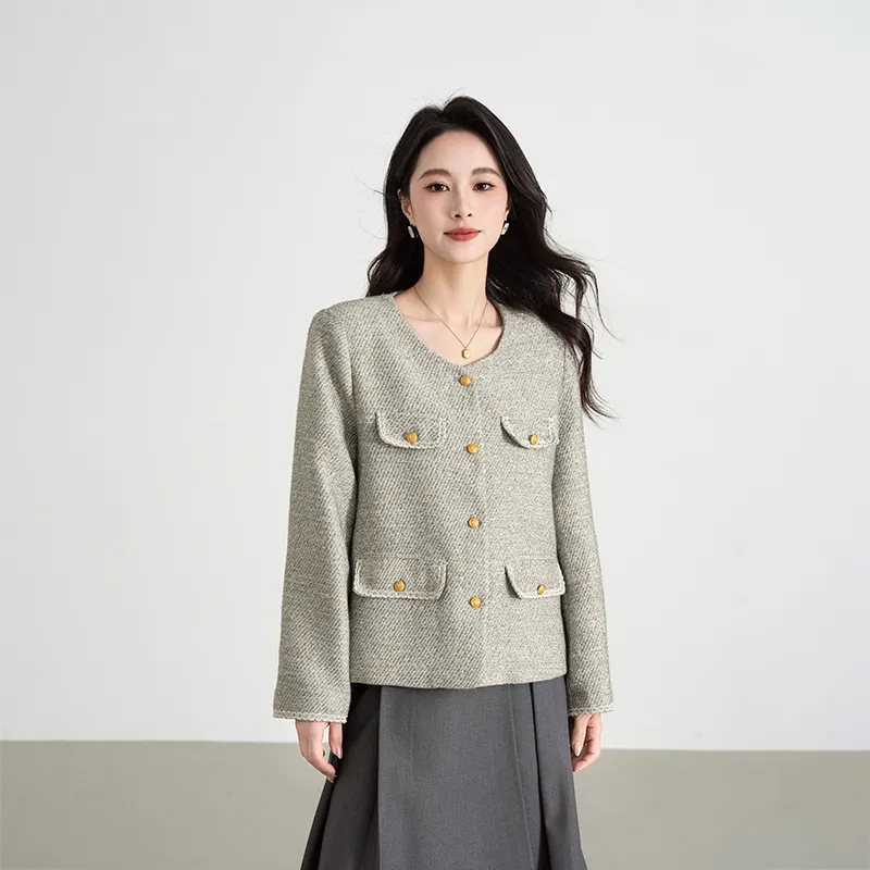 Shavani Chanel Inspired Coats Women's Turquoise-3