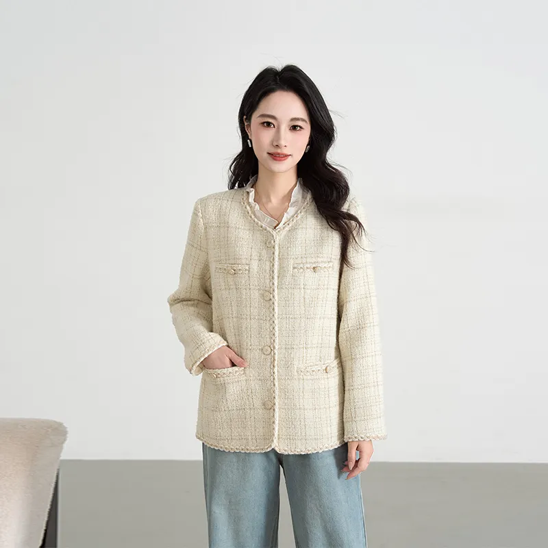 Shavani Chanel Inspired Coats Women's Ecru-1