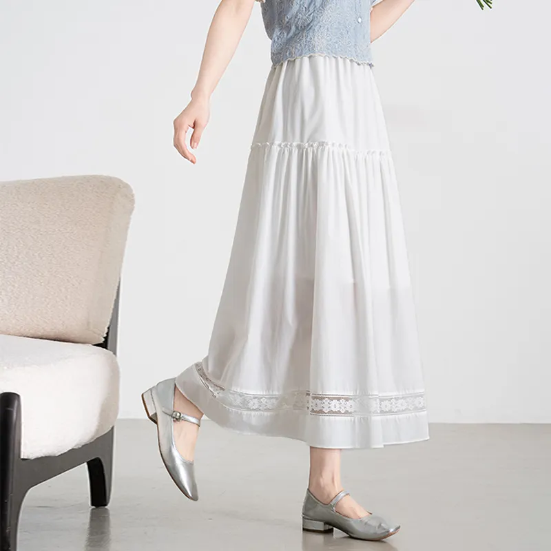 Shavani Casual Long Skirt Women's White-4