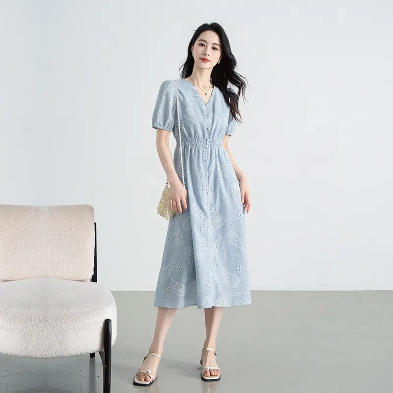 Shavani Short Sleeved Dress Women's Blue-4