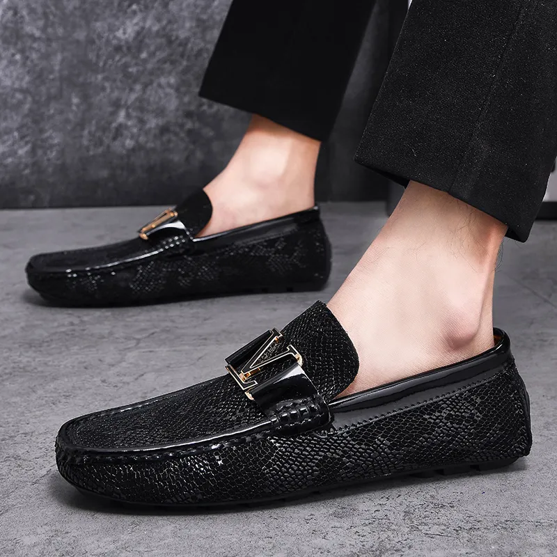 BAGE Gommino Loafers Men Black-8