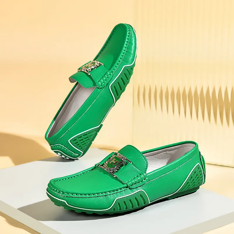 BAGE Gommino Loafers Men Green-15