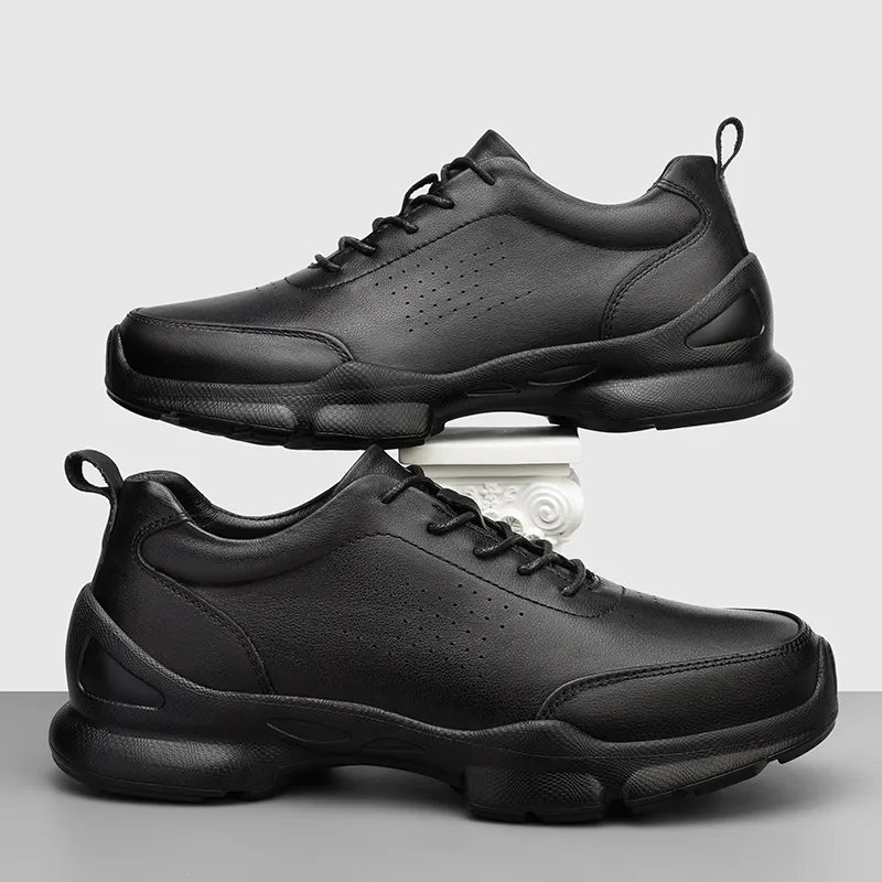 BAGE Breathable Height Increase Low Top Casual Shoes Unisex Black-7