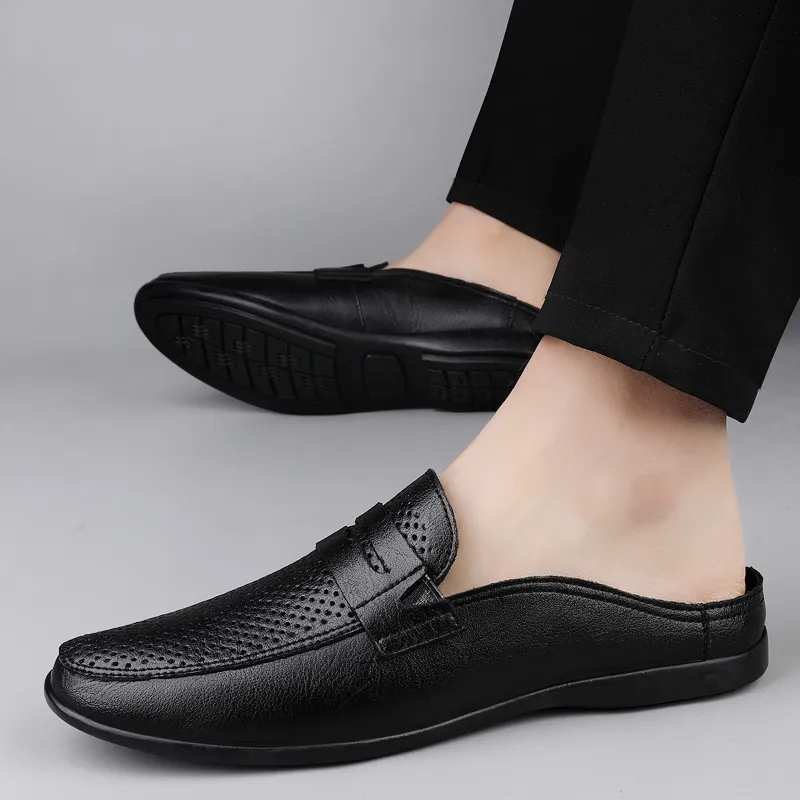 BAGE Rubber Sole Abrasion Resistant Slip Resistant Closed Toe Slippers Unisex Black-2