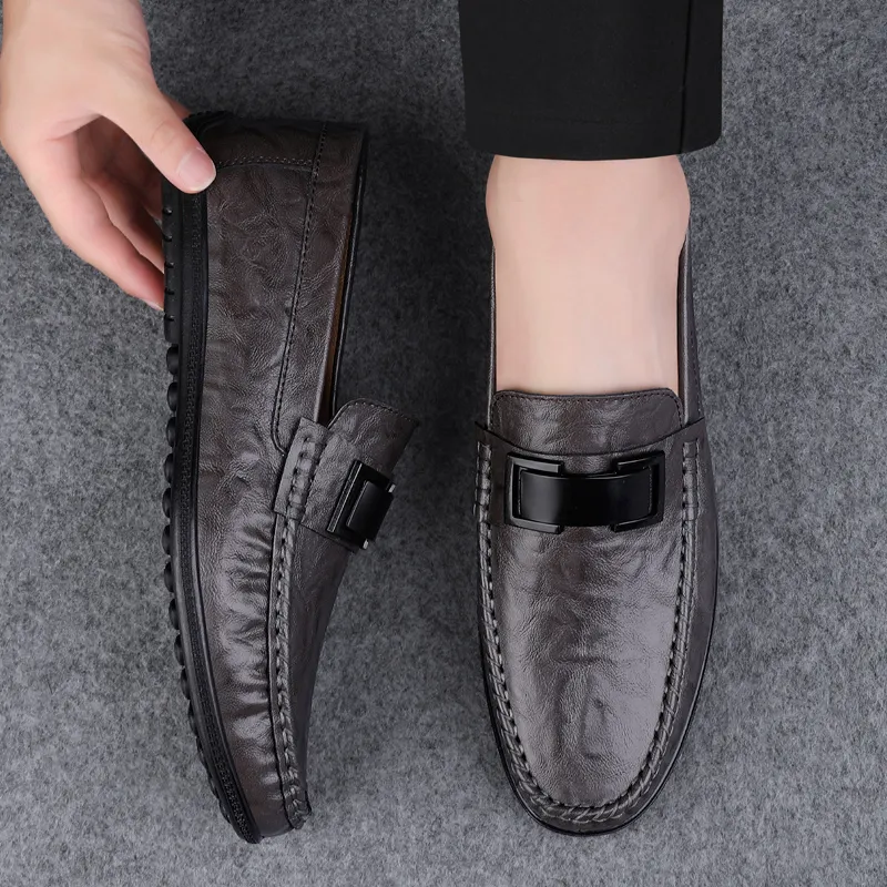 BAGE Gommino Loafers Unisex Gray-7