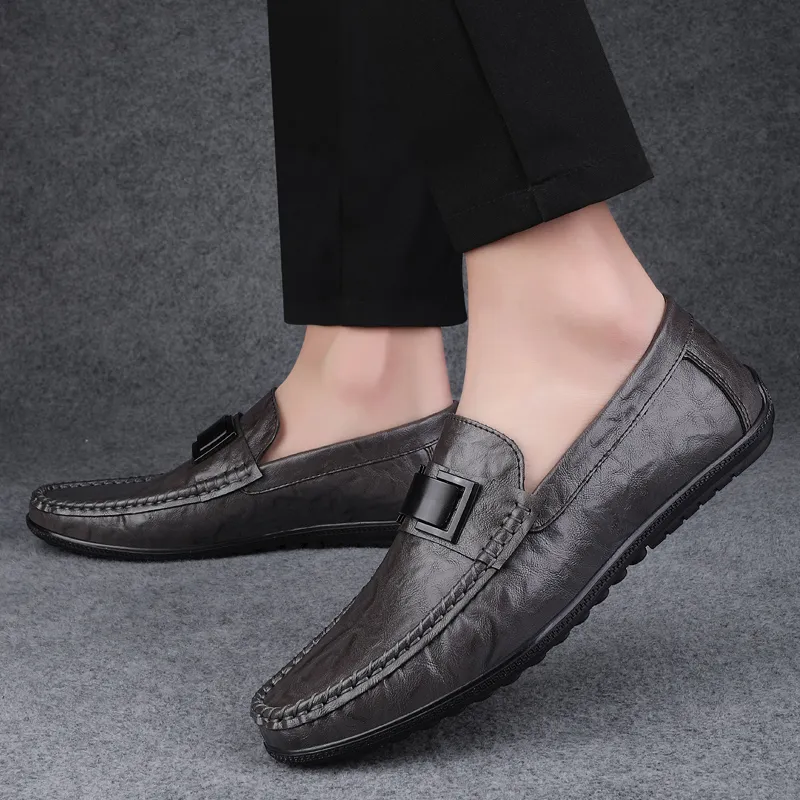 BAGE Gommino Loafers Unisex Gray-11