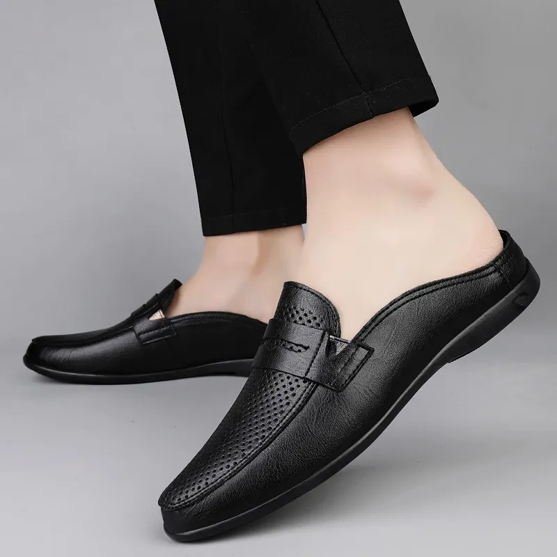 BAGE Rubber Sole Abrasion Resistant Slip Resistant Closed Toe Slippers Unisex Black-3