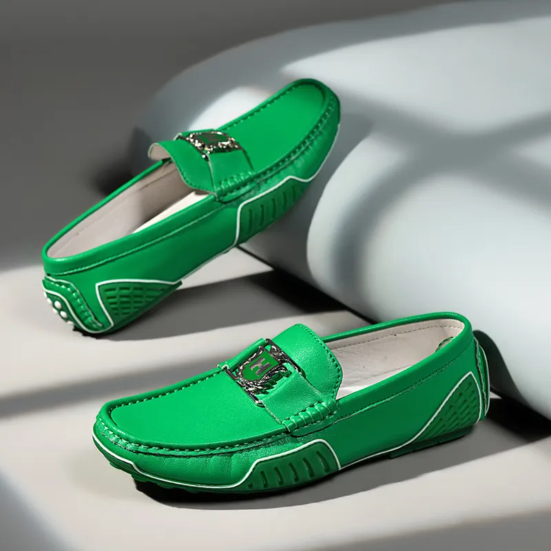 BAGE Gommino Loafers Men Green-13