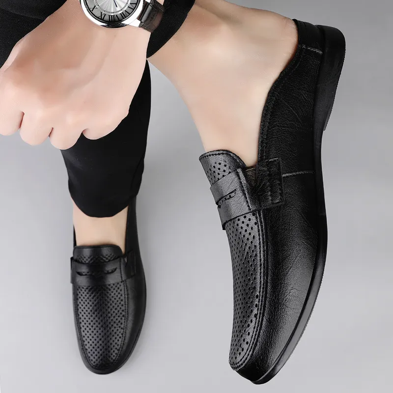 BAGE Rubber Sole Abrasion Resistant Slip Resistant Closed Toe Slippers Unisex Black-4
