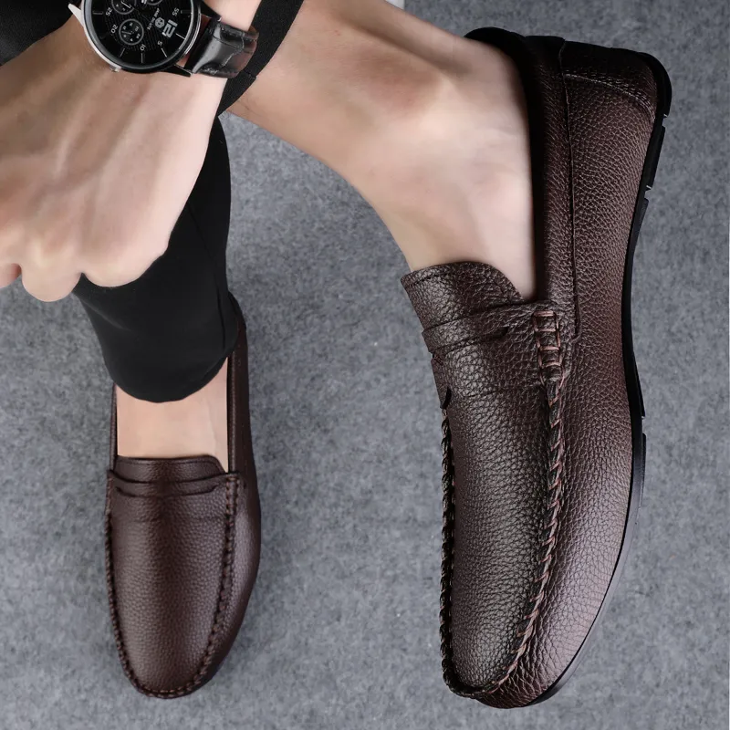 BAGE Gommino Loafers Unisex Brown-14