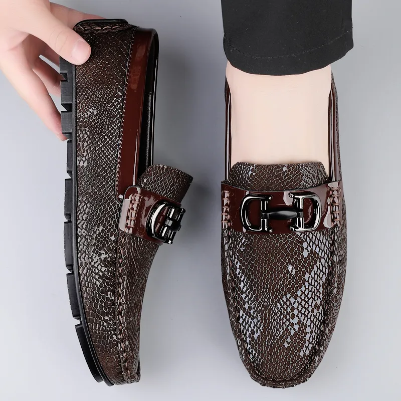 BAGE Gommino Loafers Men Brown-11