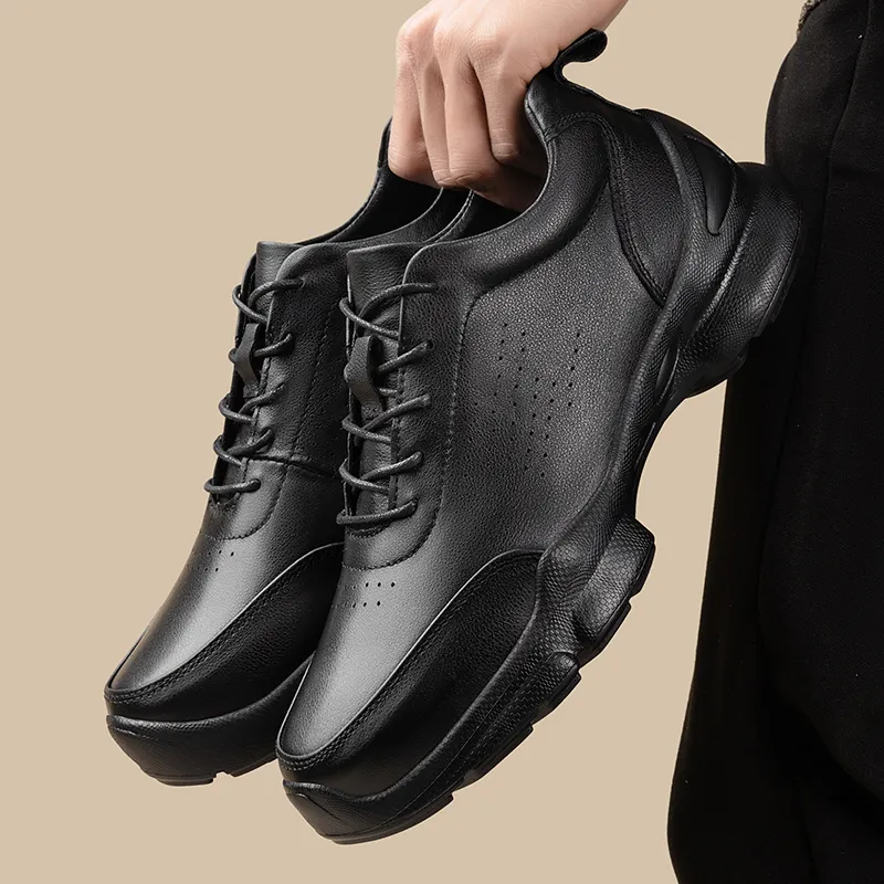BAGE Breathable Height Increase Low Top Casual Shoes Unisex Black-5