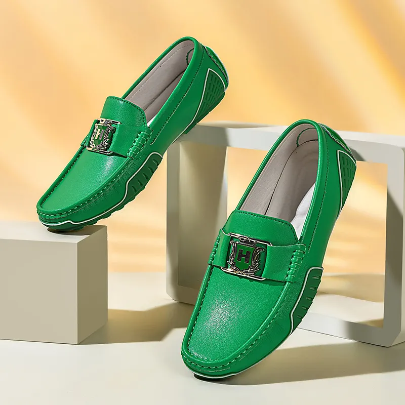 BAGE Gommino Loafers Men Green-14