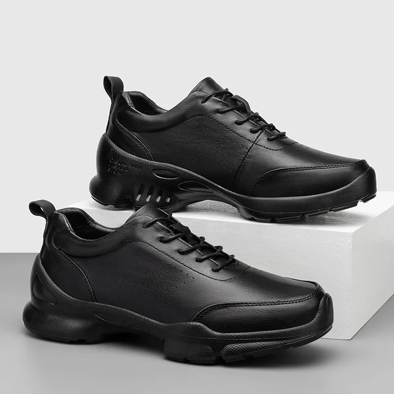 BAGE Breathable Height Increase Low Top Casual Shoes Unisex Black-6