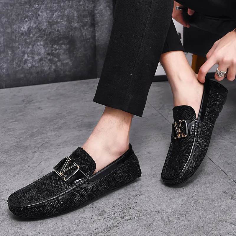 BAGE Gommino Loafers Men Black-9