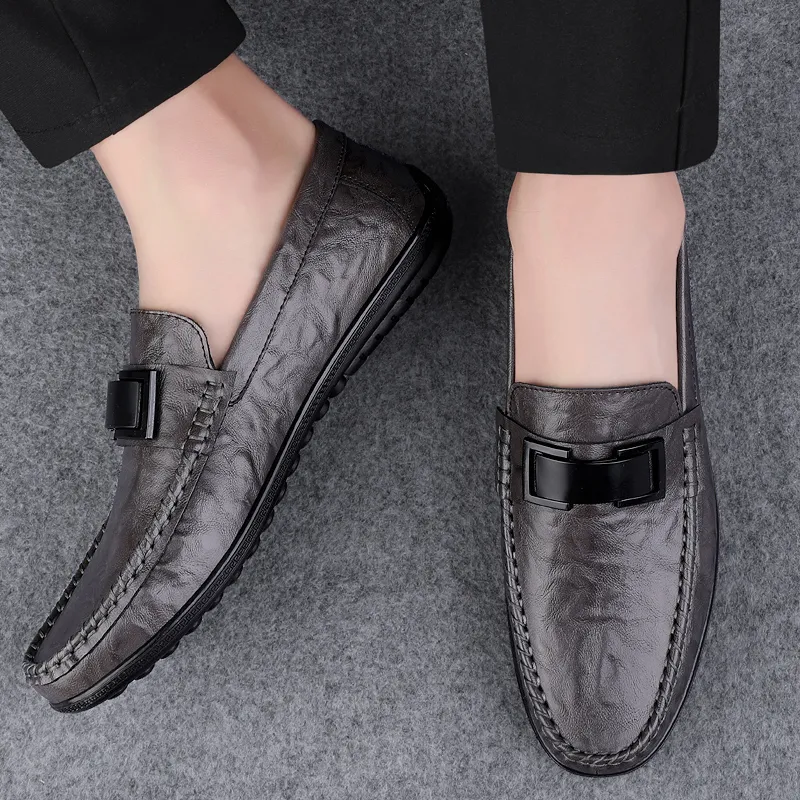 BAGE Gommino Loafers Unisex Gray-8