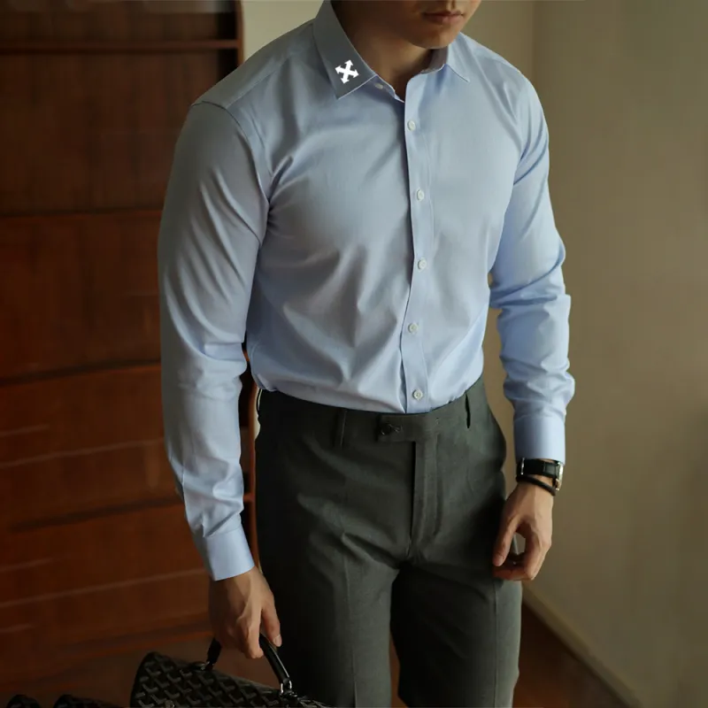 WALLPAINTER Shirts Men Blue Beige Checkered-3