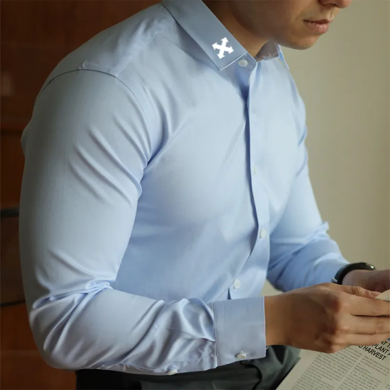 WALLPAINTER Shirts Men Blue Beige Checkered-4