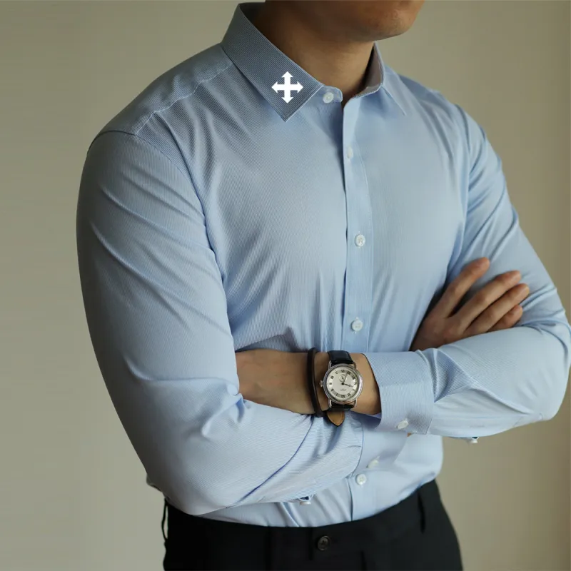 WALLPAINTER Shirts Men Blue Fine Plaid-6