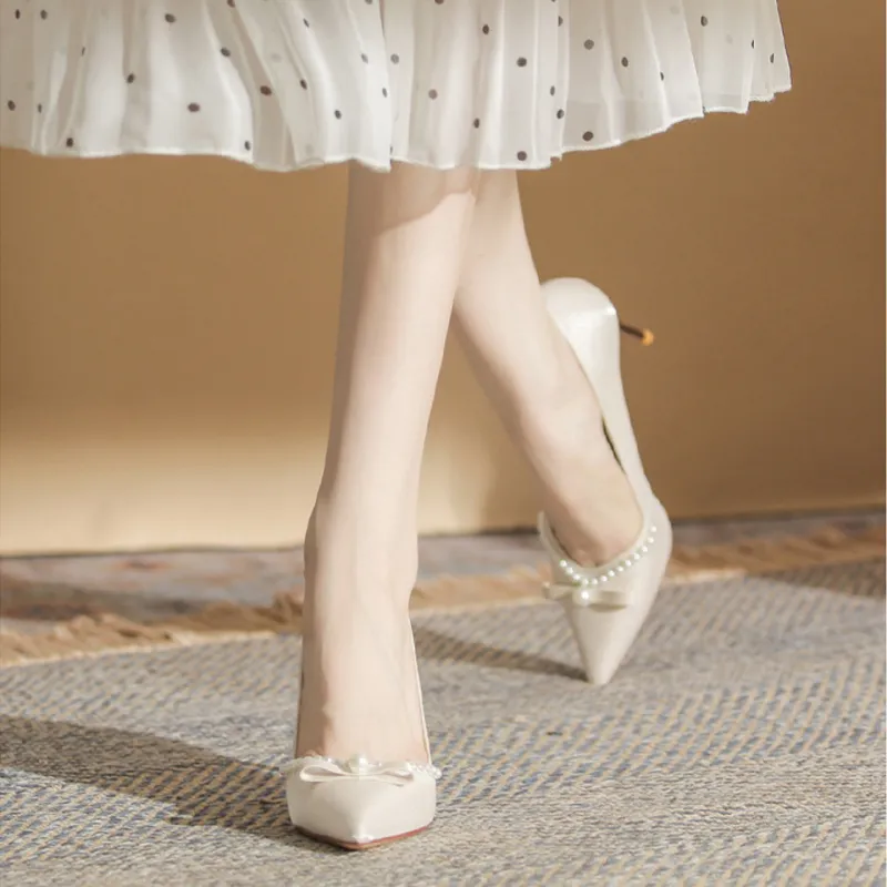 MADALLO Slim Heel High Heels Women's Apricot-4