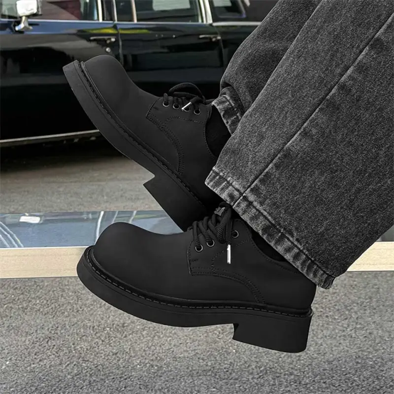 MADALLO Abrasion Resistant Height Increasing Low Top Casual Shoes Men's Black-2