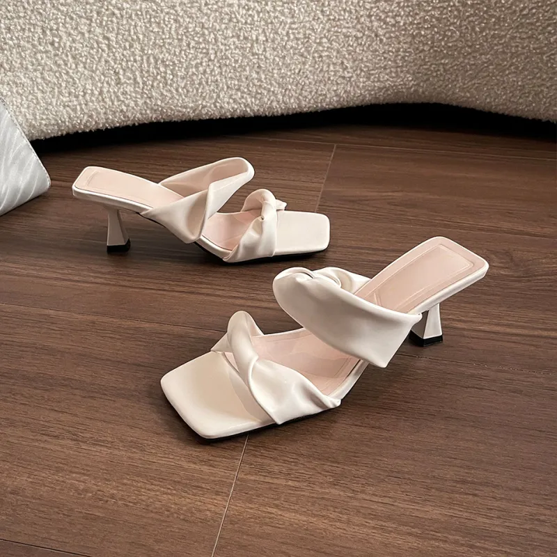 MADALLO Rubber Sole Stitching Leather Patchwork Slip Resistant Slide Slippers Women's-1