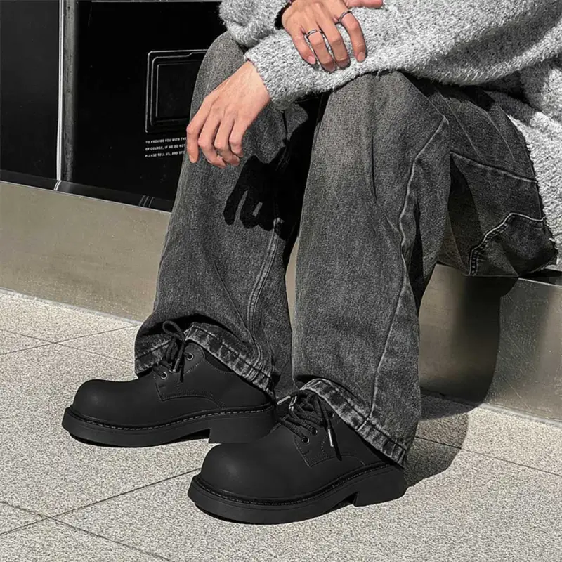 MADALLO Abrasion Resistant Height Increasing Low Top Casual Shoes Men's Black-4