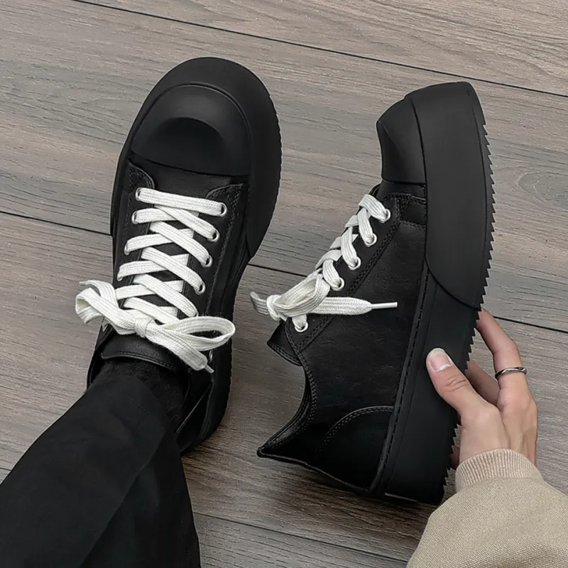 MADALLO Cushioning Abrasion Resistant Lightweight Height Increasing Mat Low Top Skateboard Shoes Unisex Black-2