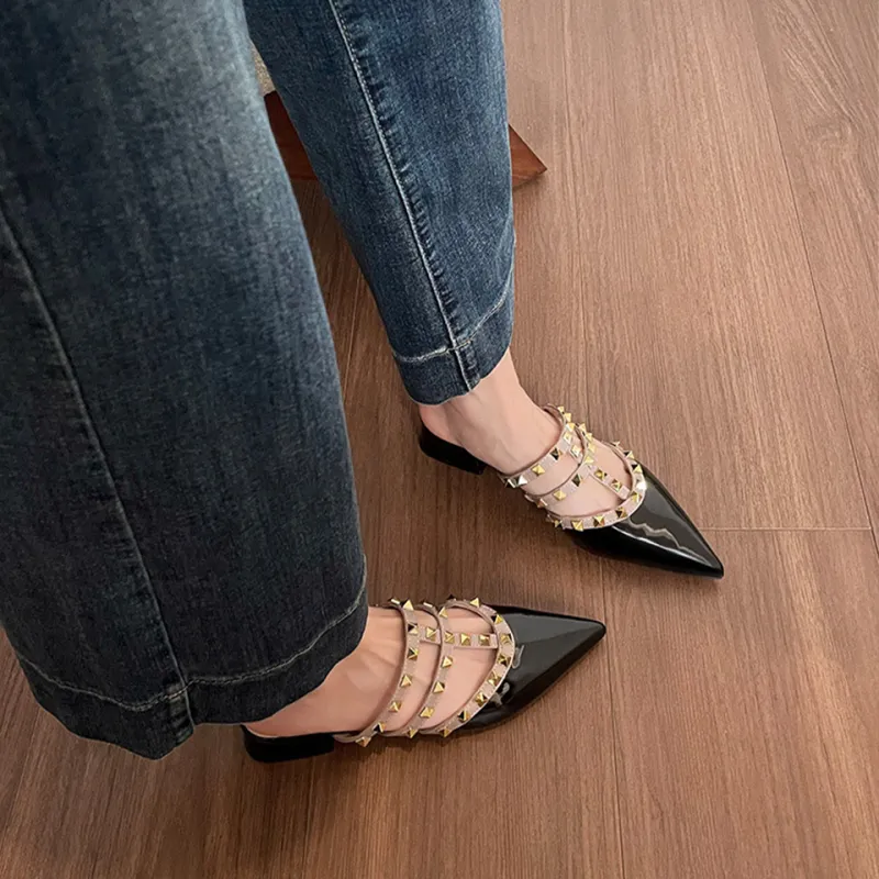 MADALLO Stud Odor Resistant Abrasion Resistant Slip Resistant Closed Toe Slippers Women's-3