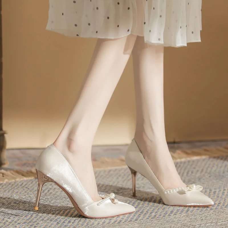MADALLO Slim Heel High Heels Women's Apricot-2