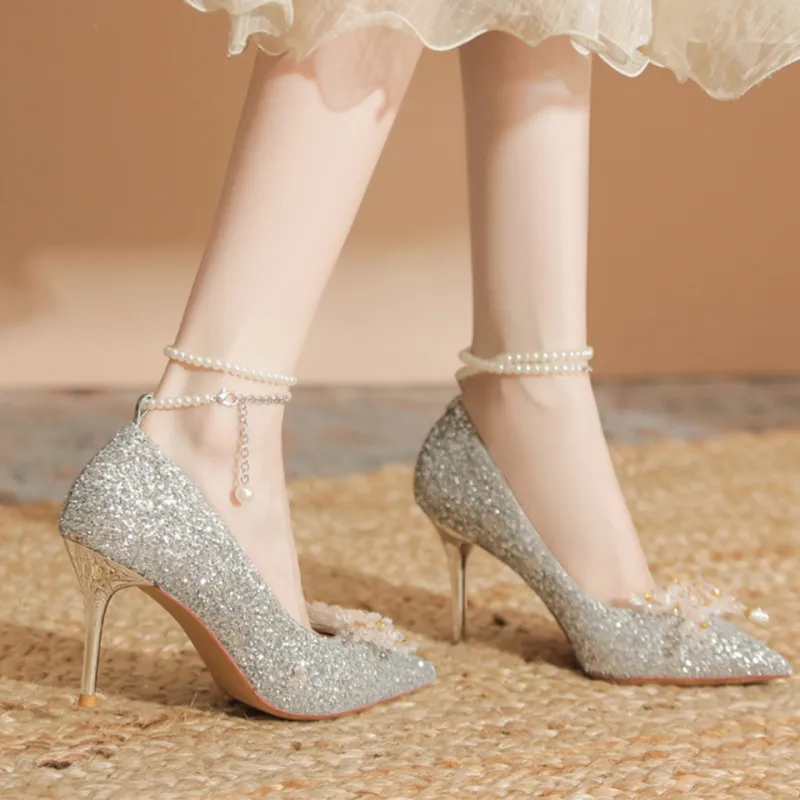 MADALLO High Heels Women's Champagne/Silver/Black-8