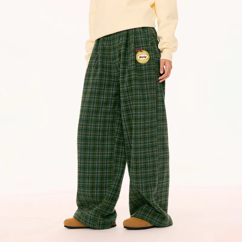 Mmlg Casual Pants Unisex Green Plaid-5