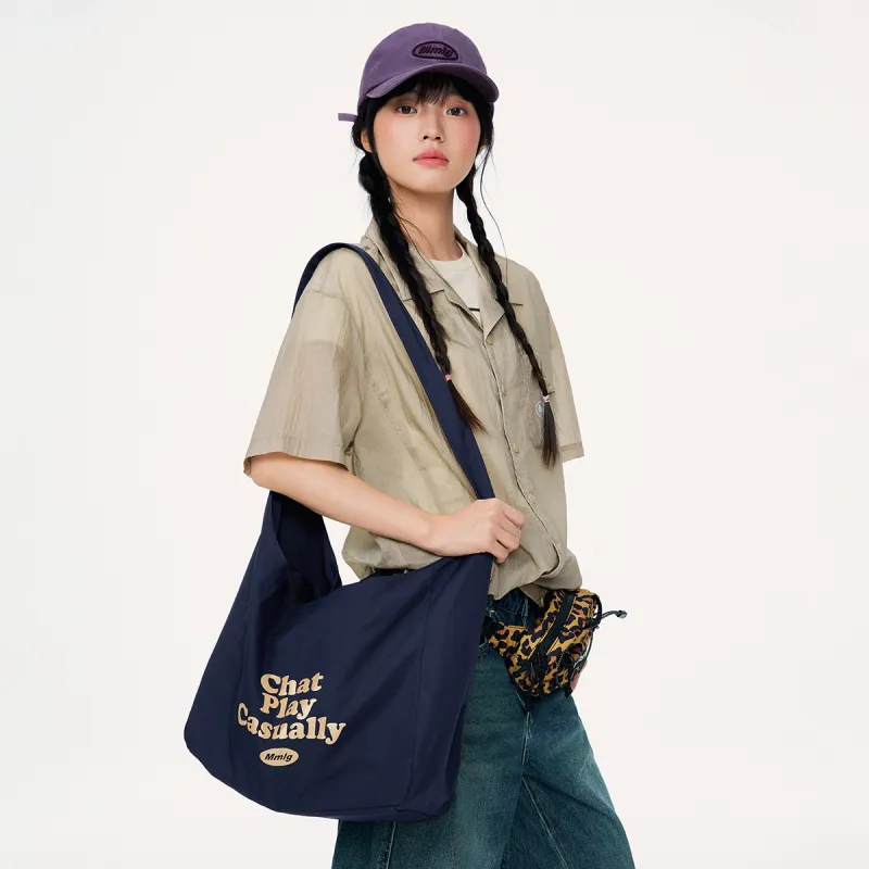 Mmlg Polyester Shoulder Bag Medium Size Unisex Beige Apricot/Red/Marine Blue-11