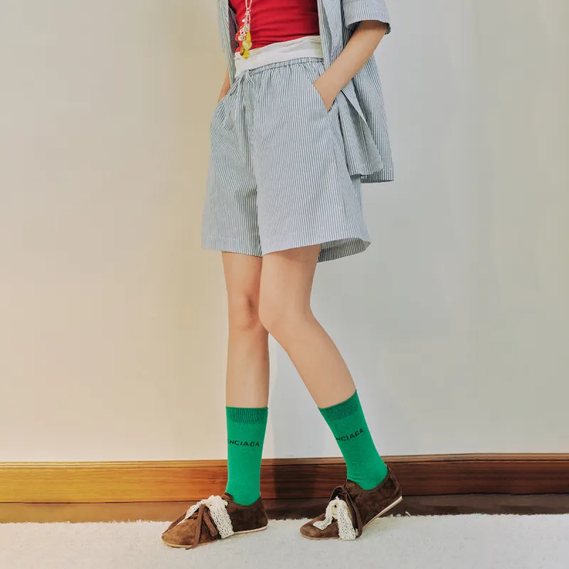 Mmlg Casual Shorts Unisex Gray/Green/White Stripes-3