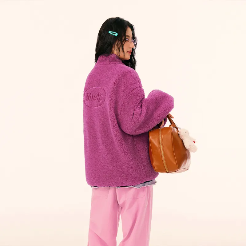 Mmlg Velvet feel Coat Unisex Fuchsia-3