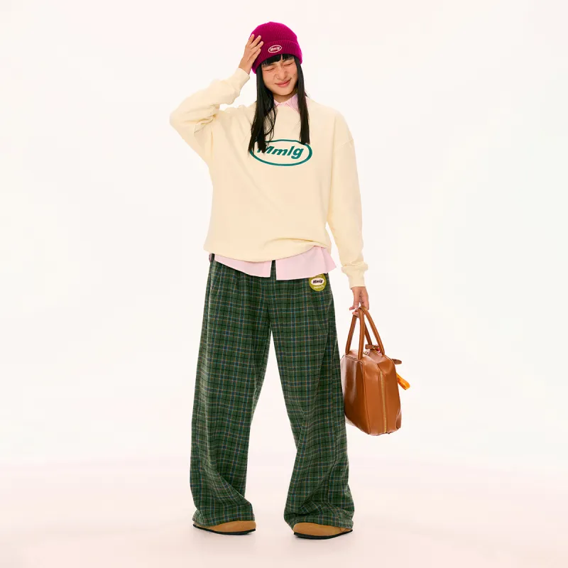 Mmlg Casual Pants Unisex Green Plaid-4